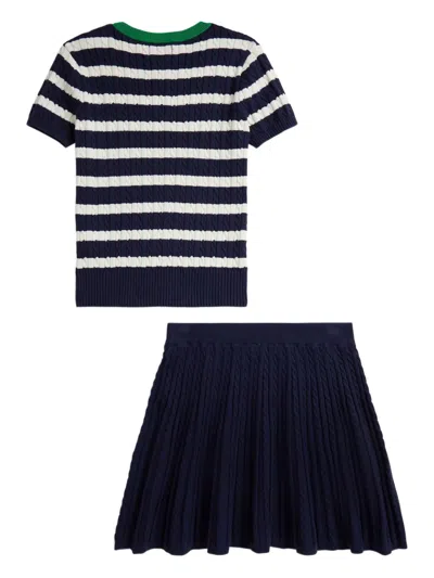 Polo Ralph Lauren Logo-embroidered Skirt Set In Blue