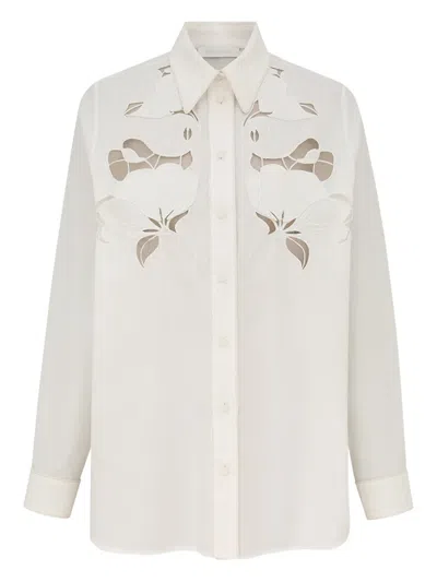 Zimmermann Flower-embroidered Shirt In White