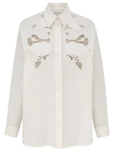Zimmermann Flower-embroidered Shirt In White