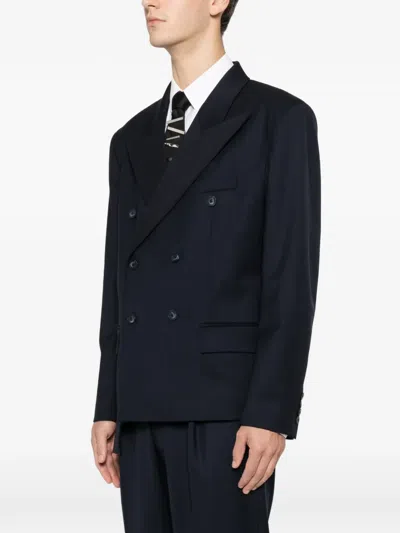 Medeea Asymmetrical Double-breasted Blazer In Blue