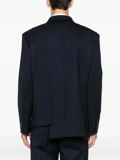Medeea Asymmetrical Double-breasted Blazer In Blue