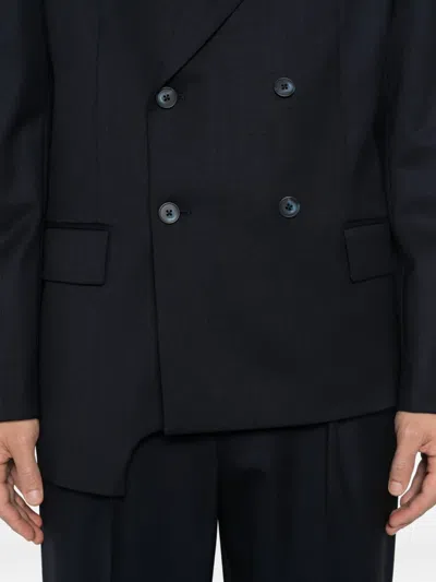 Medeea Asymmetrical Double-breasted Blazer In Blue