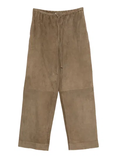 By Malene Birger Joanni Suede Drawstring Suede Trousers In Brown