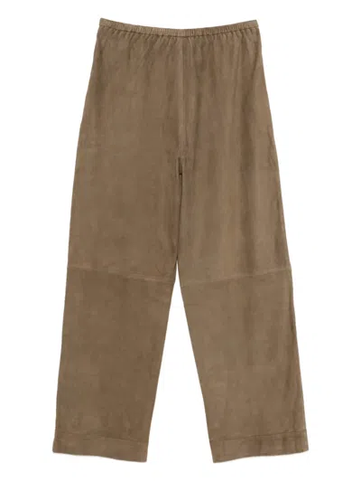 By Malene Birger Joanni Suede Drawstring Suede Trousers In Brown