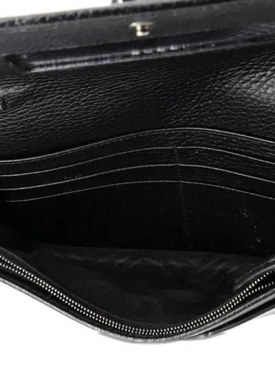 Pre-owned Gucci Petite Gg Marmont Chain Wallet Leather Mini Crossbody Bag In Black