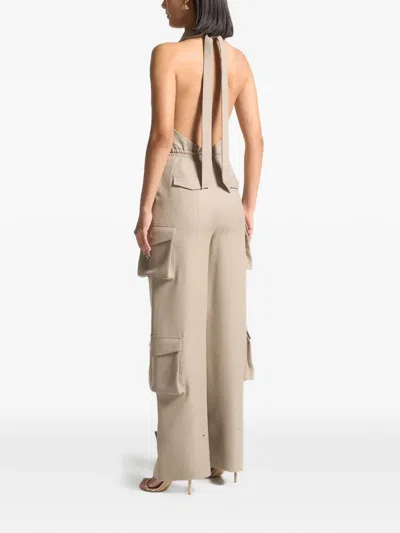 Manière De Voir Halterneck Cargo Jumpsuit In Brown