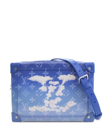 Pre-owned Louis Vuitton 2020 Monogram Clouds Soft Trunk Messenger Crossbody Bag In Blue