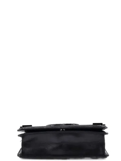 Pre-owned Chanel Boy Brick Flap Bag Striped Patent And Plexiglass Horizontal Shoulder Bag In Black