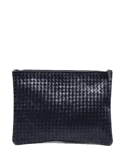 Dragon Diffusion Interlaced Leather Pochette In Blue