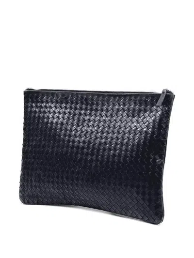 Dragon Diffusion Interlaced Leather Pochette In Blue