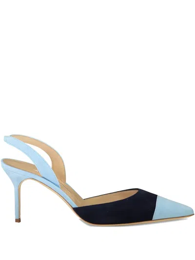 Manolo Blahnik Capsli Suede Slingback Pumps In Blue
