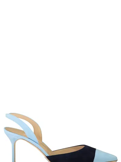 Manolo Blahnik Capsli Suede Slingback Pumps In Blue