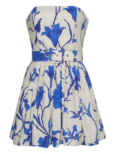 Cara Cara Swan Floral Belted Mini Dress In Multi
