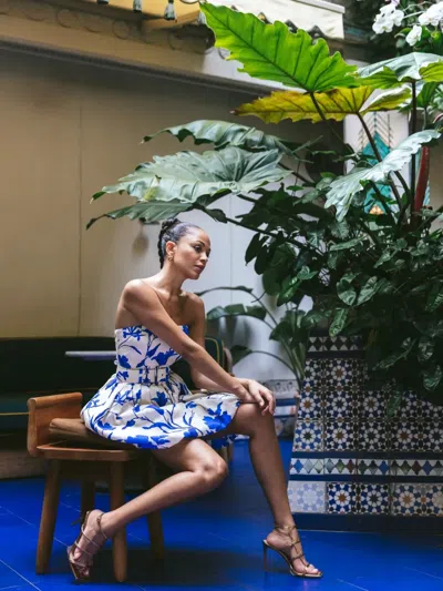 Cara Cara Swan Floral Belted Mini Dress In Multi