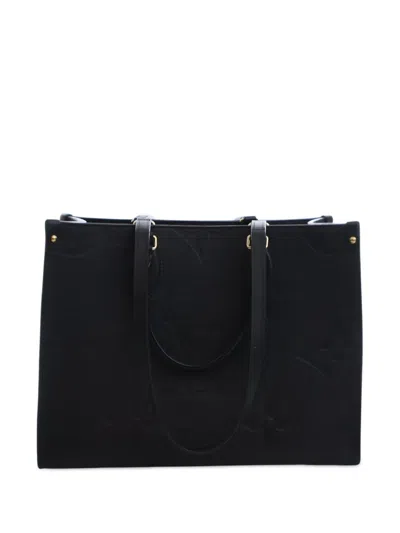 Pre-owned Louis Vuitton 2021-2025 Monogram Empreinte Onthego Mm Satchel In Black