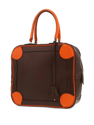 Pre-owned Hermes 2005 Omnibus Double-handle Zip Tote Bag In Brown