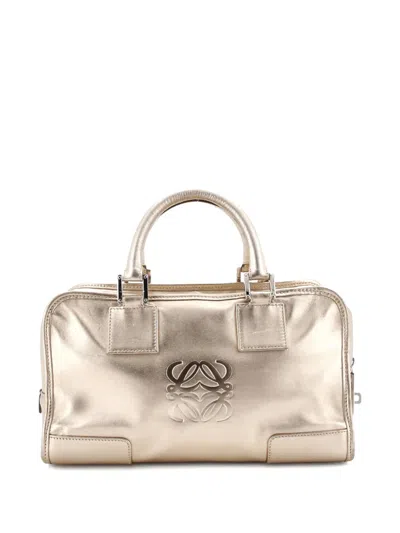 Pre-owned Loewe Amazona Bag Embossed Leather 28 Satchel In Gold