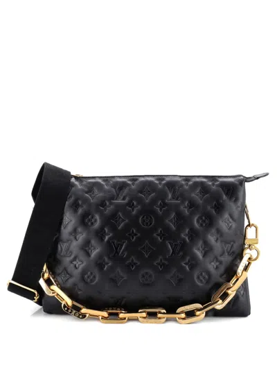 Pre-owned Louis Vuitton Coussin Bag Monogram Embossed Lambskin Mm Crossbody Bag In Black