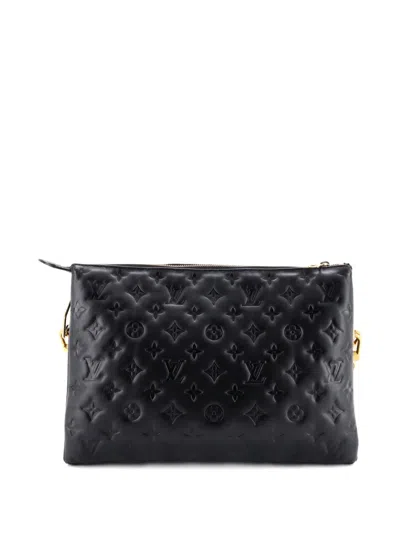 Pre-owned Louis Vuitton Coussin Bag Monogram Embossed Lambskin Mm Crossbody Bag In Black