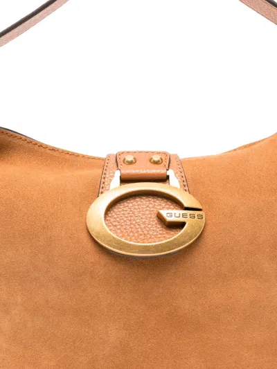 Guess Usa Camden Suede Shoulder Bag In Brown