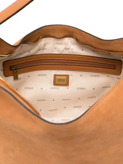 Guess Usa Camden Suede Shoulder Bag In Brown