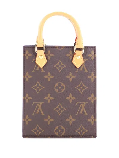 Pre-owned Louis Vuitton Petit Sac Plat Bag Monogram Canvas Crossbody Bag In Brown