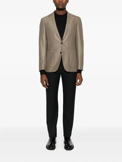 Canali Single-breasted Blazer In Brown