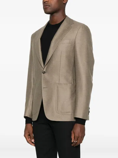 Canali Single-breasted Blazer In Brown