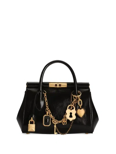 Dolce & Gabbana Mini Charm-detail Tote Bag In Black