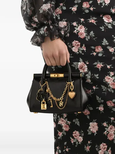 Dolce & Gabbana Mini Charm-detail Tote Bag In Black