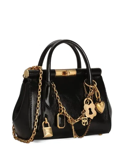 Dolce & Gabbana Mini Charm-detail Tote Bag In Black