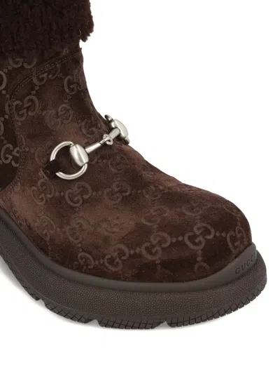 Gucci Horsebit Gg Ankle Boots In Animal Print