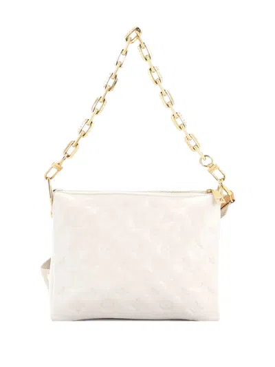 Pre-owned Louis Vuitton Coussin Bag Monogram Embossed Lambskin Pm Crossbody Bag In White