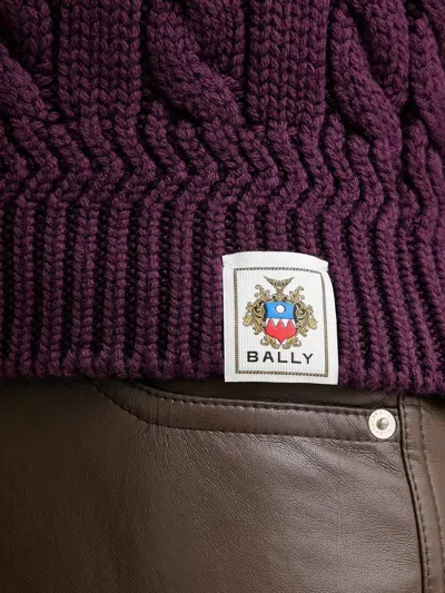 Bally Cable-knit V-neck Top In Purple