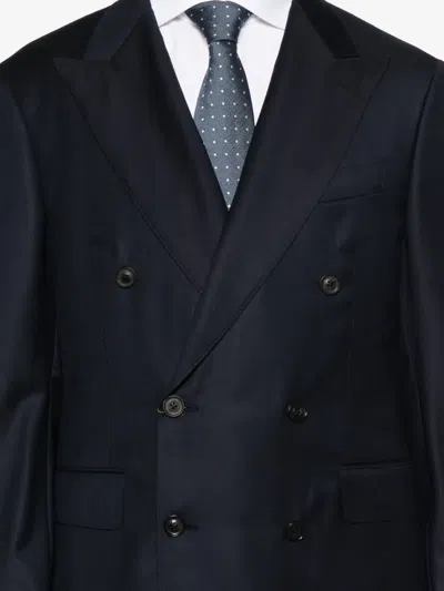 Canali Double-breasted Suit In Blue