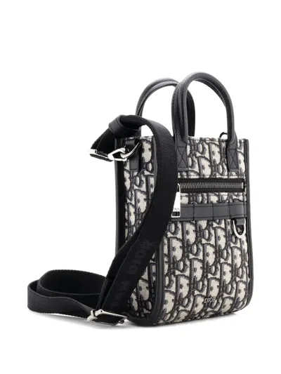 Pre-owned Dior Safari North South Convertible Oblique Canvas Mini Tote Bag In Blue