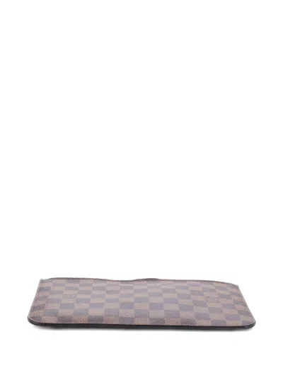Pre-owned Louis Vuitton Neverfull Pochette Damier Large Pouch In Brown