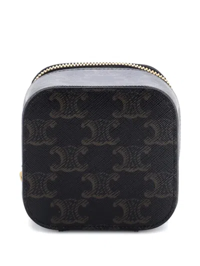 Pre-owned Celine Top Handle Square Vanity Case Triomphe Coated Canvas Mini Shoulder Bag In Brown