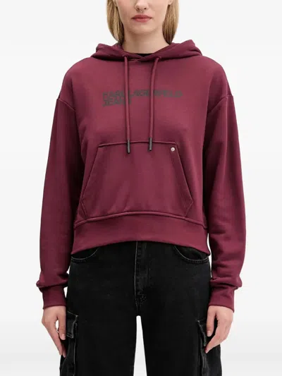 Karl Lagerfeld Jeans Logo-print Hoodie In Red