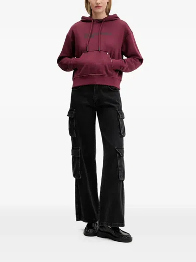 Karl Lagerfeld Jeans Logo-print Hoodie In Red