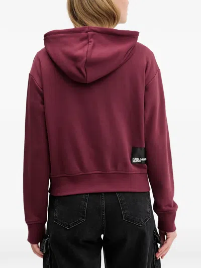 Karl Lagerfeld Jeans Logo-print Hoodie In Red