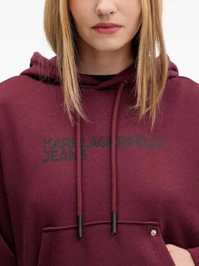 Karl Lagerfeld Jeans Logo-print Hoodie In Red