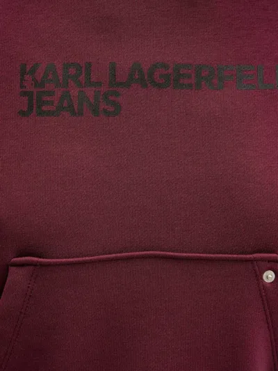 Karl Lagerfeld Jeans Logo-print Hoodie In Red