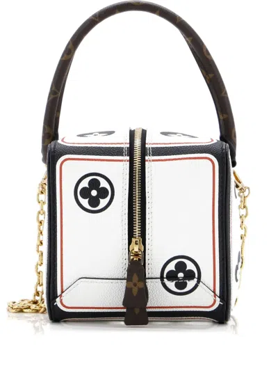 Pre-owned Louis Vuitton Square Bag Limited Edition Game On Leather With Monogram Canvas Shoulder Bag In White