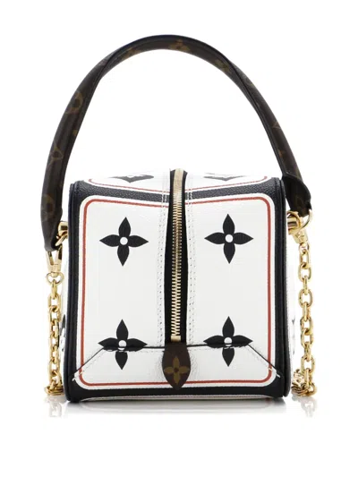 Pre-owned Louis Vuitton Square Bag Limited Edition Game On Leather With Monogram Canvas Shoulder Bag In White