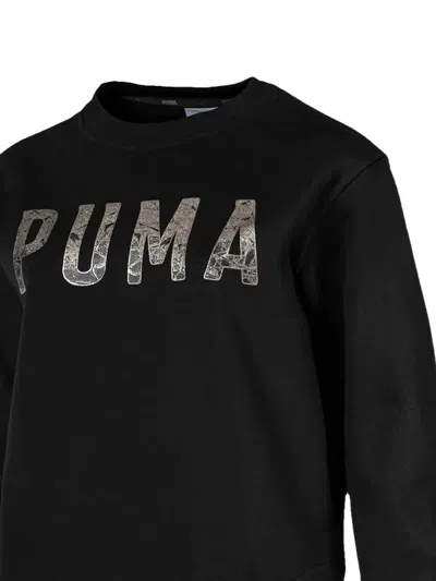 Puma Logo Fleece Mini Dress In Black