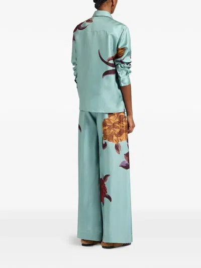 La Doublej Floral Palazzo Trousers In Animal Print