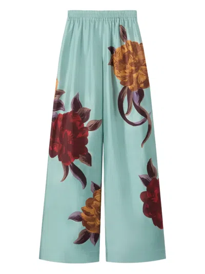 La Doublej Floral Palazzo Trousers In Animal Print