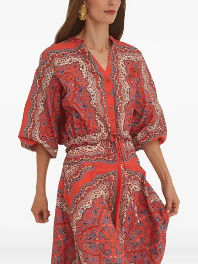 Cara Cara Perrin Paisley Shirt In Orange