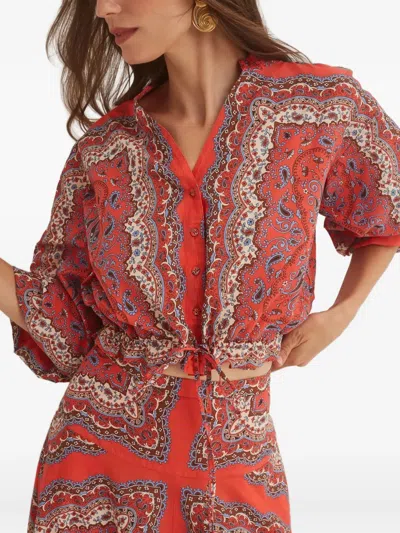 Cara Cara Perrin Paisley Shirt In Orange